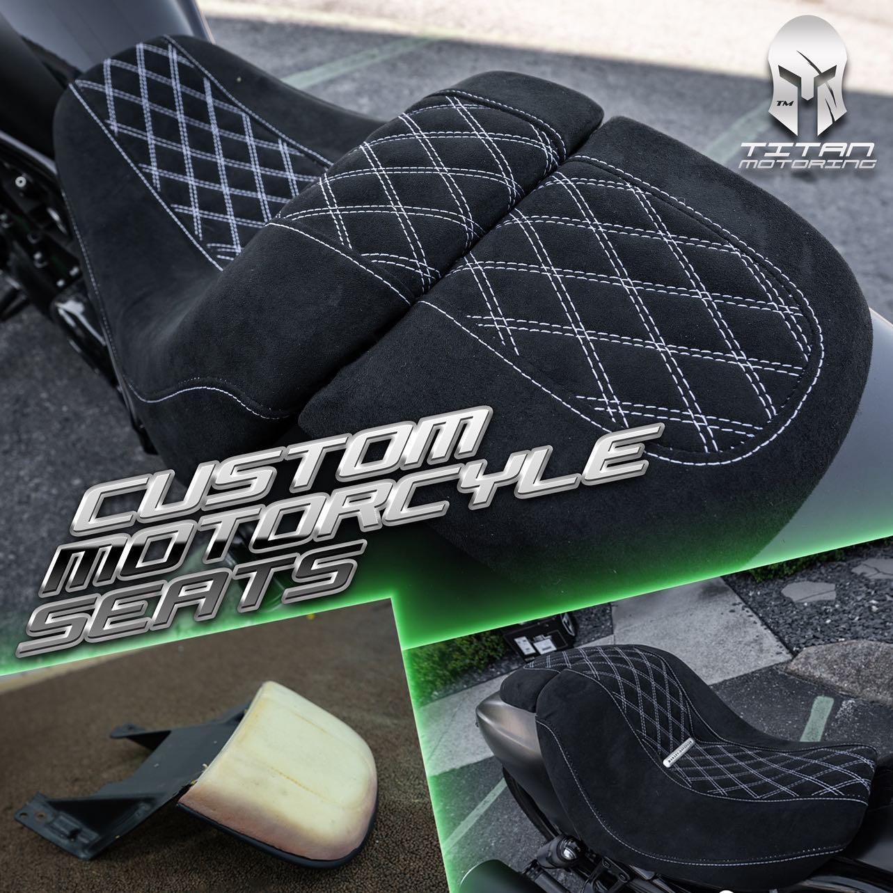 Do you do motorcycle seats? Ya! We do! All in house designed, stitched and formed custom seats for your ride.
.
.
.
.
#motorcycleseats #motorcycle #customseats #harleydavidson #custominterior #fabrication #customshop #titanmotoring #titanmotorcycles 
@dancaraudio
